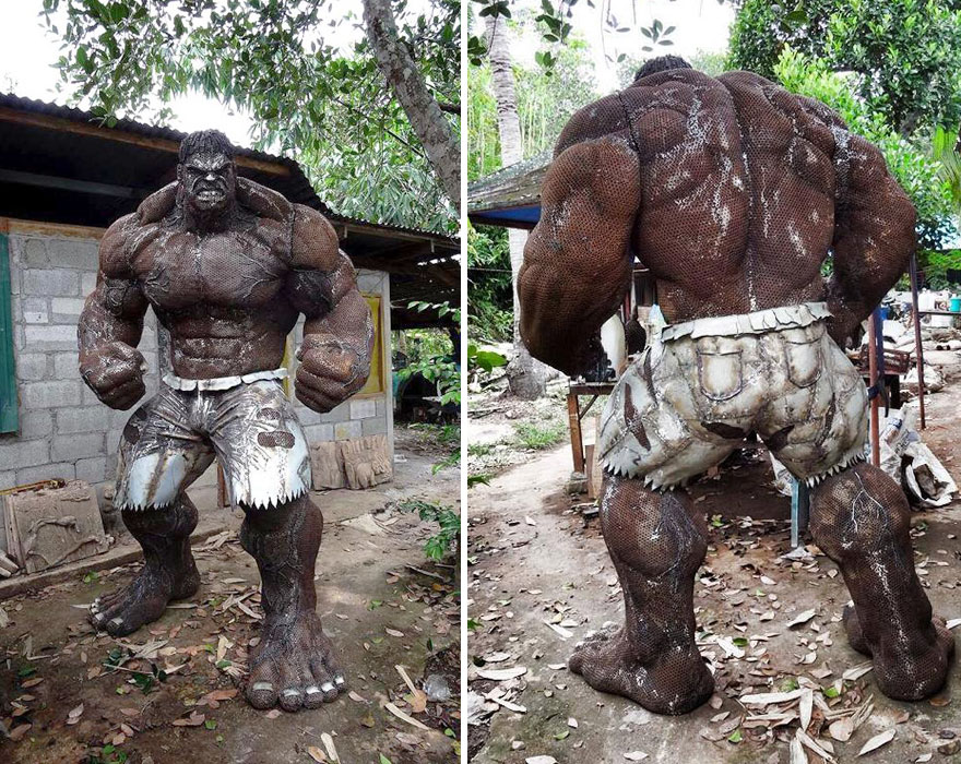 Hulk Sculpture Made Out Of Scrap Metal