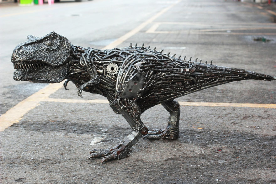 Metal T-rex Sculpture