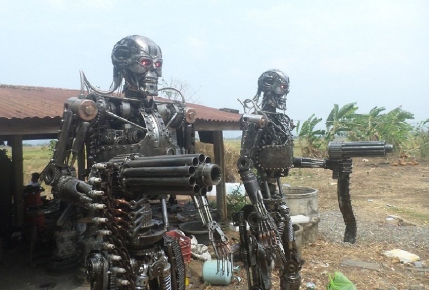 Terminator Statues, Life Size, By Scrap Metal Art Thailand
