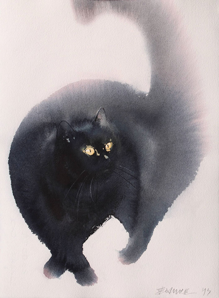 watercolor-black-cats-ink-paitings-endre-penovac-12
