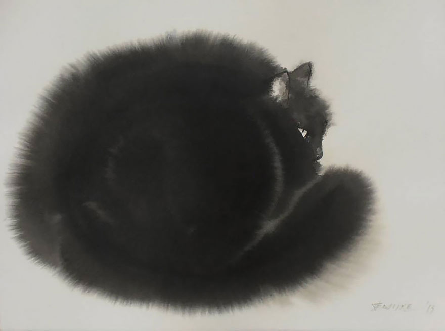 watercolor-black-cats-ink-paitings-endre-penovac-4
