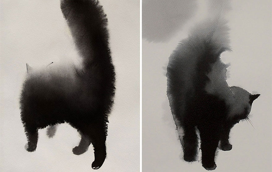 watercolor-black-cats-ink-paitings-endre-penovac-5