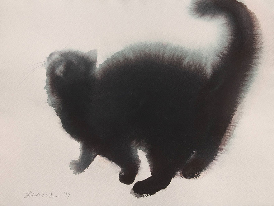 watercolor-black-cats-ink-paitings-endre-penovac-6