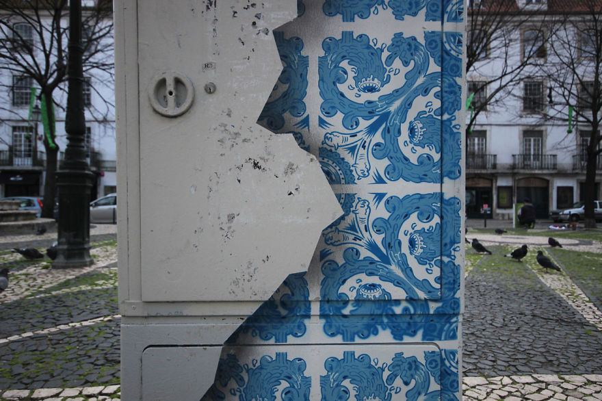 I Create Ceramic Tile Illusions On Electrical Boxes And Buildings To Remind People Of Portuguese History