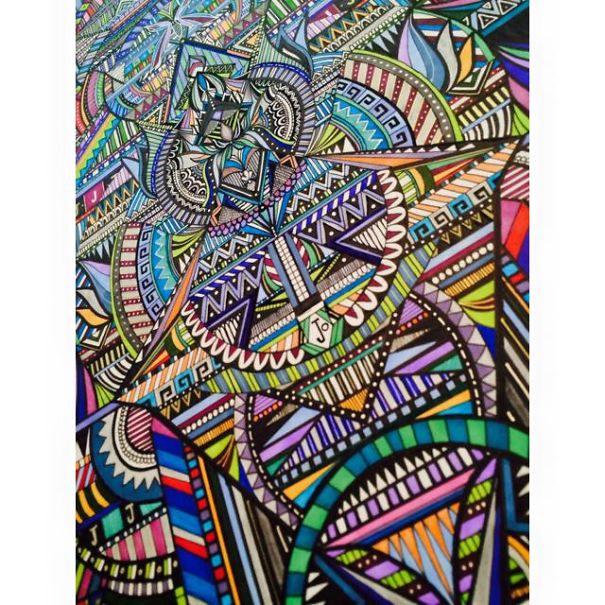 19 Year Old Young Artist, Tania Yasmin, Spends Hours Creating Colorful Geometric Drawings