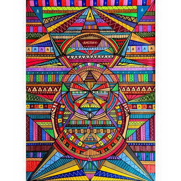 19 Year Old Young Artist, Tania Yasmin, Spends Hours Creating Colorful Geometric Drawings