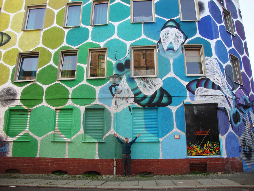 Honeycomb Of Life: I Turned A Dull Building In Germany Into Art