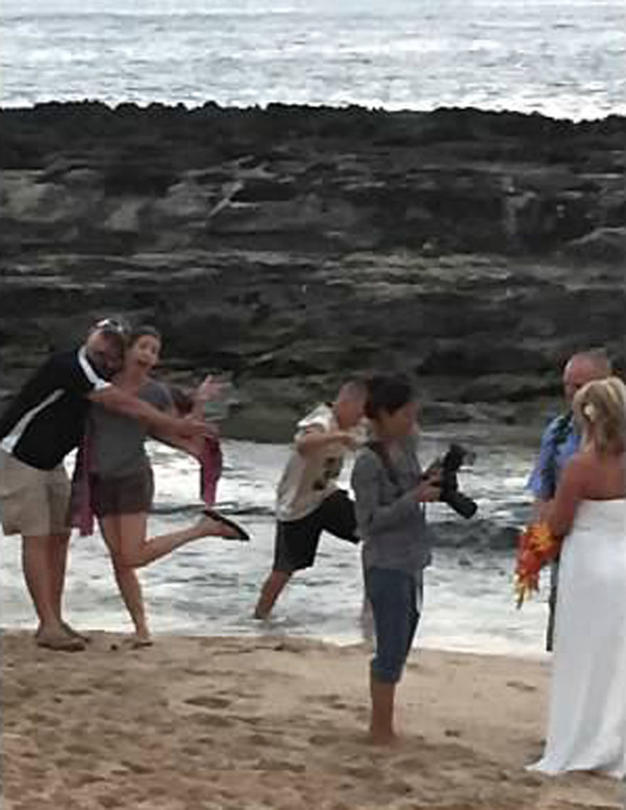 Beach Wedding Photo Bombers