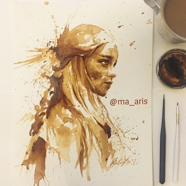 I Use Coffee To Draw Detailed Paintings Of My Favourite Characters | Bored  Panda