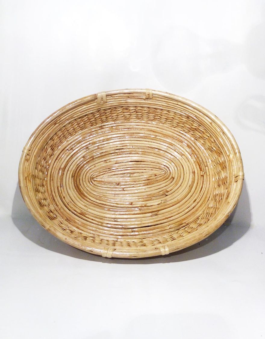 Fruit Basket Made Of Cane,bamboo And Net
