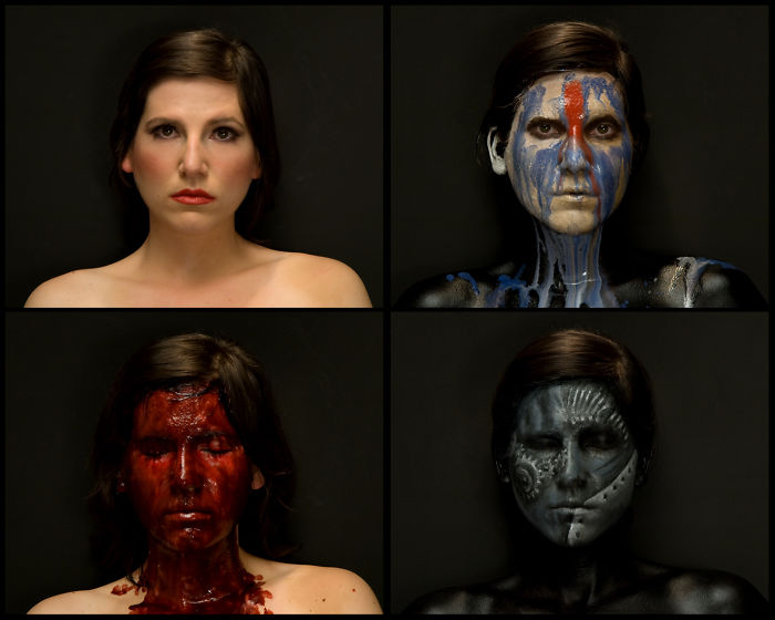 Animated Make-up. Stop Motion Film Make-down