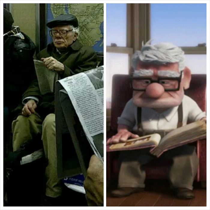 Man In Nyc Subway Looks Like Carl From Up!!