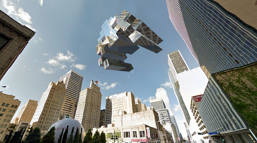 I Designed Space Invaders Using Google Street View Images From Places I Visited In The USA