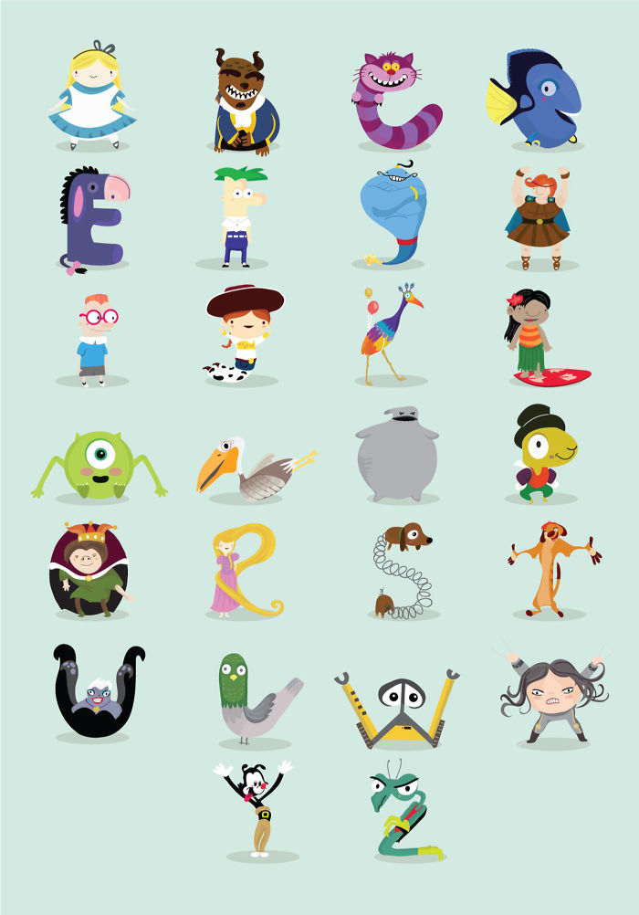I Made An Illustrated Alphabet Inspired By Animated Characters