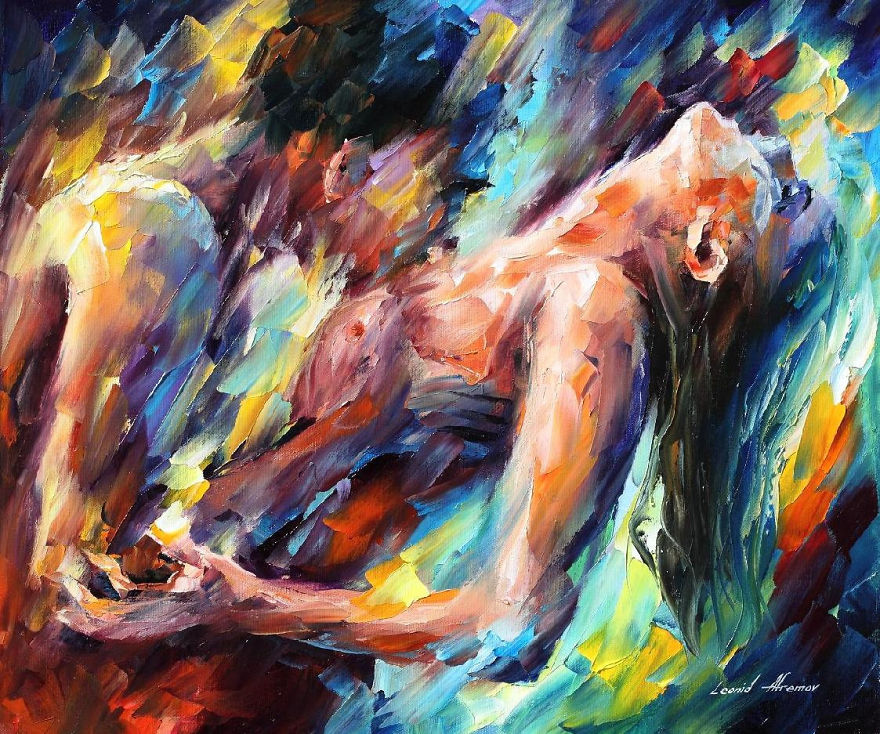 Passion — Palette Knife Modern Art Oil Painting On Canvas By Leonid Afremov