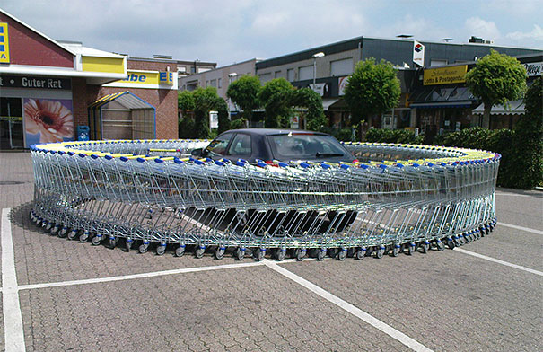 Create An Infinite Loop Of Shopping Carts Around Their Car