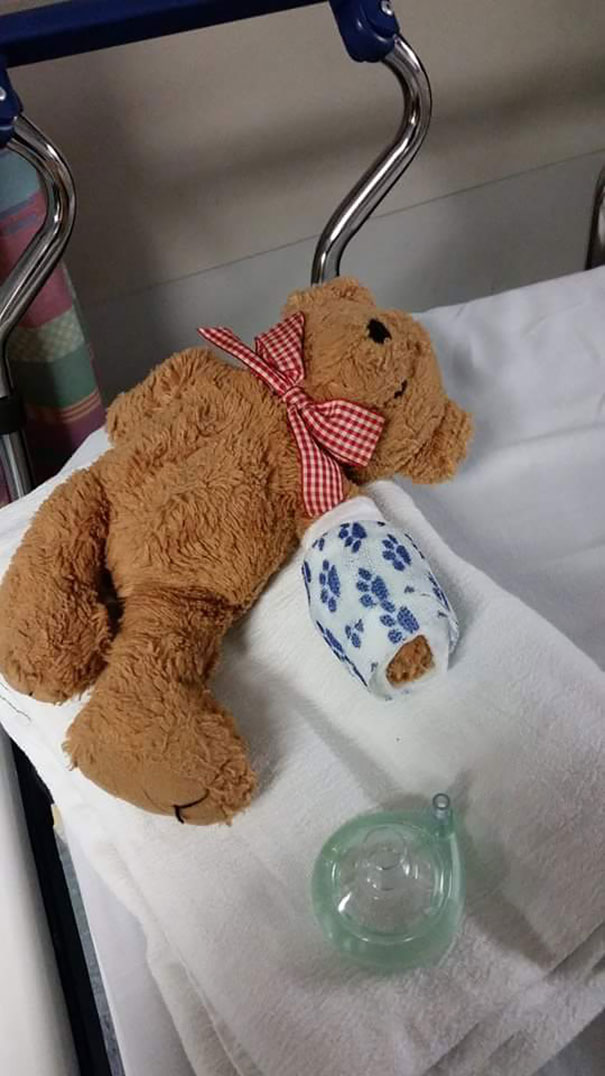 Daughter Woke Up From Surgery To Find Her Teddy Looking Just Like Her