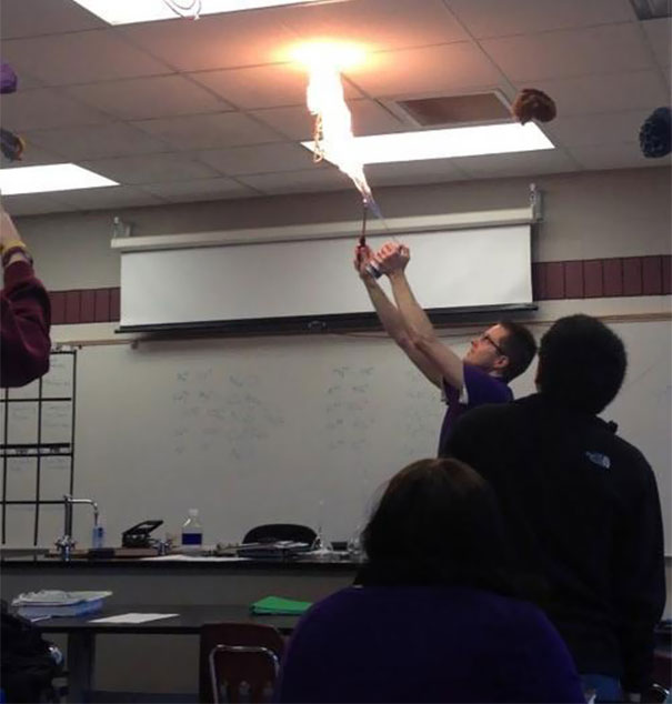 Teacher Sets Wasp On Fire