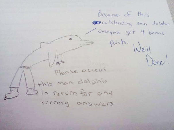 Student Draws A Dolphin, Teacher Responds