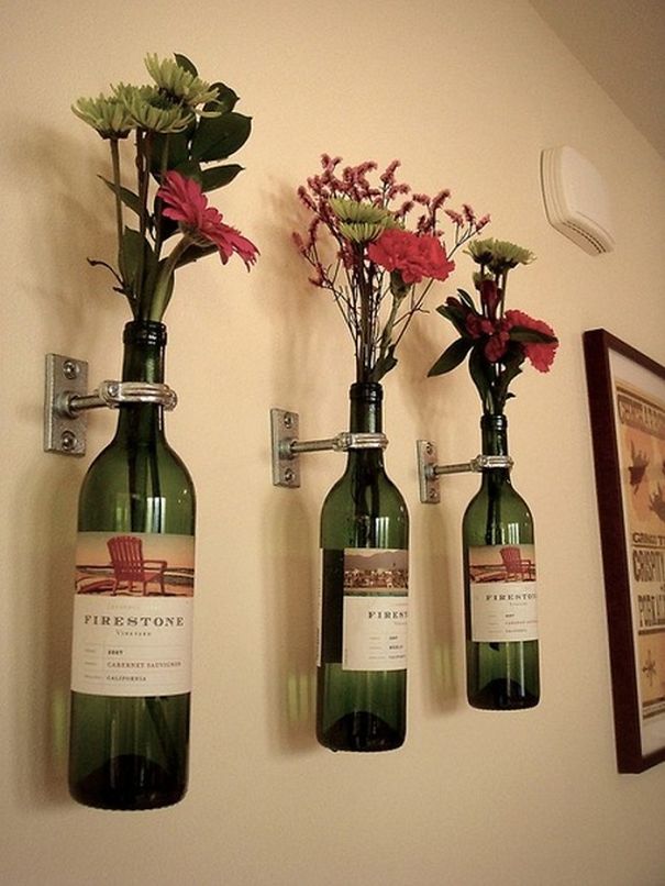 Wine Bottle Flower Holders