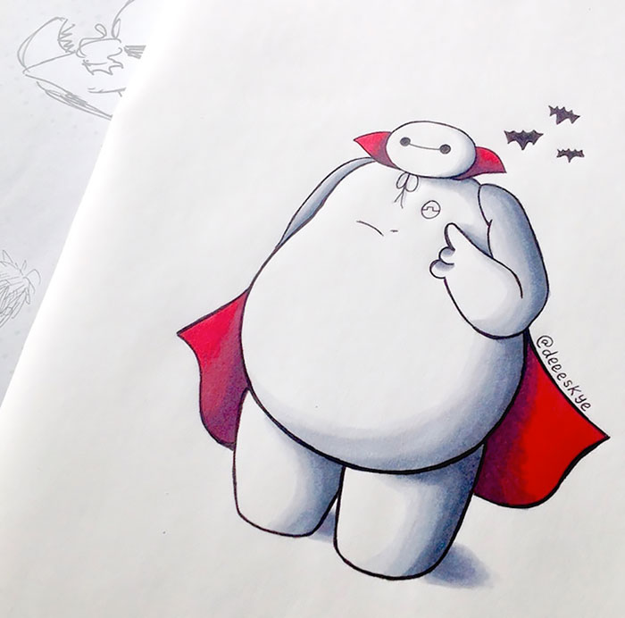 Self-Taught 18-Year-Old Illustrator Reimagines Baymax As Famous Disney Characters
