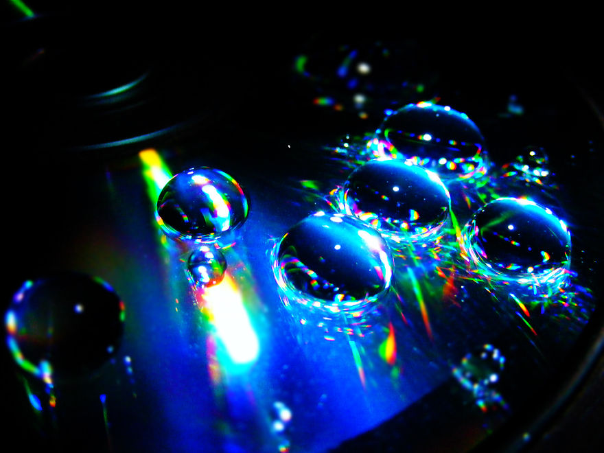 I Took Those Using Water Droplets, Glitter And An Old Cd.