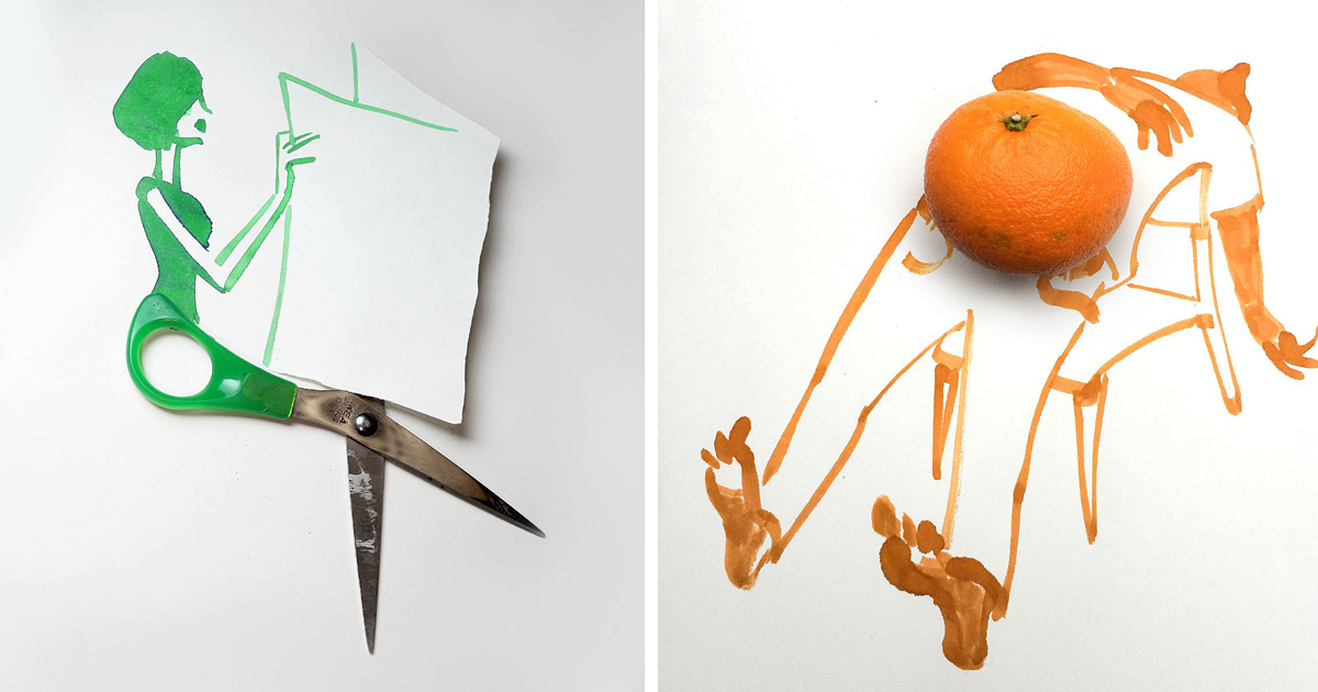 20 Creative Drawings Completed Using Everyday Objects By Christoph Niemann  | Bored Panda