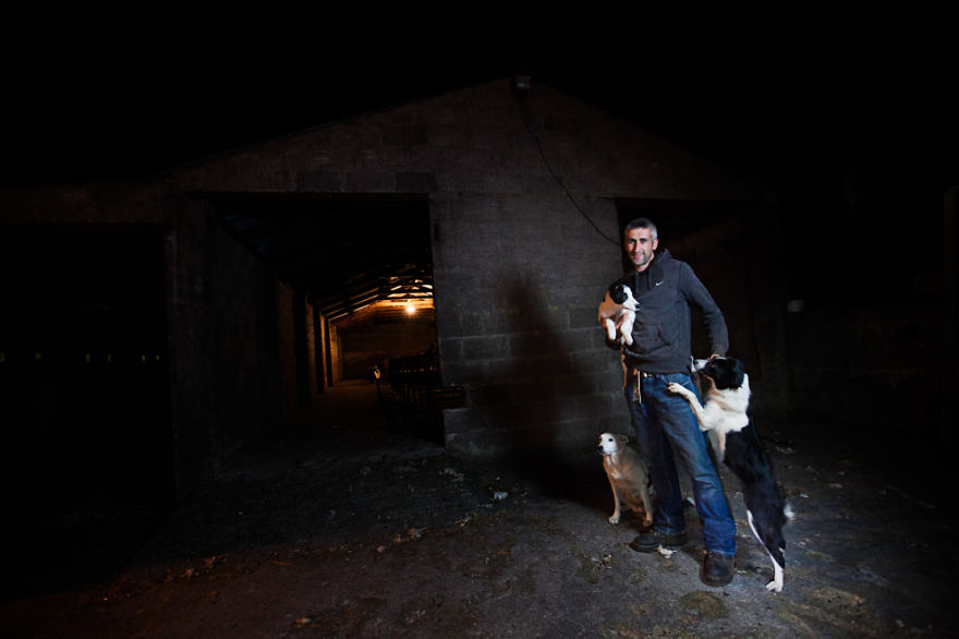 Working Dog And A Friend. Portraits Of Irish Farmers With Their Dogs.