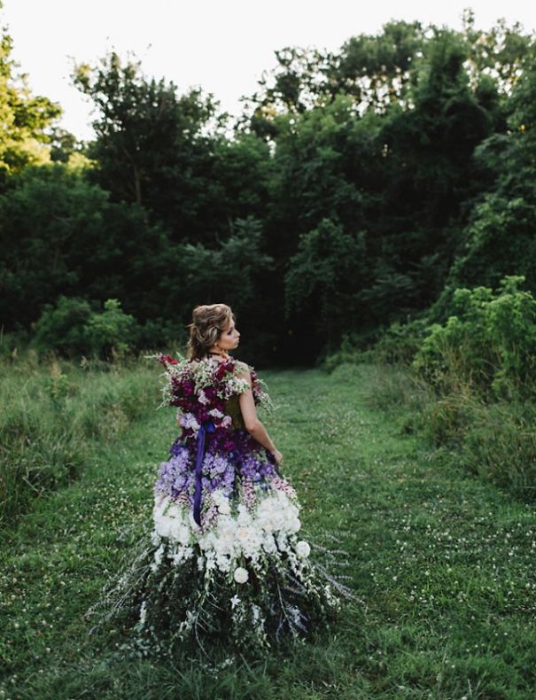 dress made out of flowers