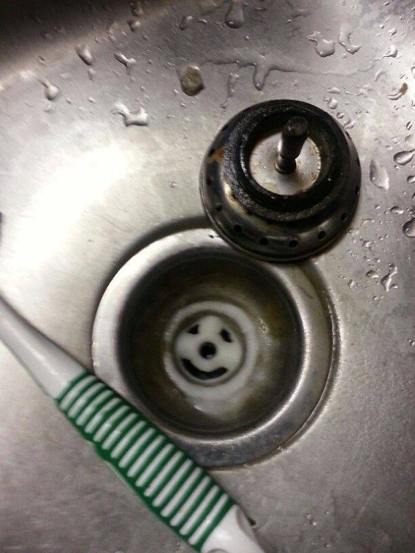 Happy Drain, My Drain After I Poured Baking Soda Down It. I Guess It Liked The Taste!