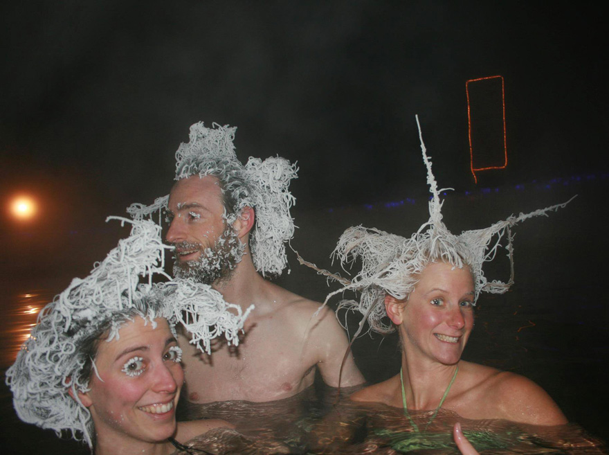 Cold Weather At Hot Springs Lets Canadians Create Crazy Frozen Hairdos