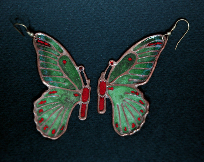 Butterflies Glass Enamel Earrings