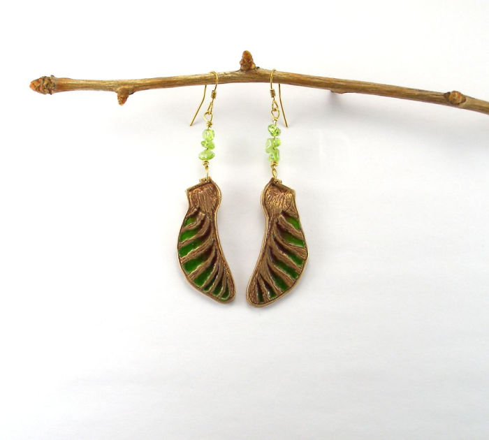 Maple Pods Transparent Glass Earrings