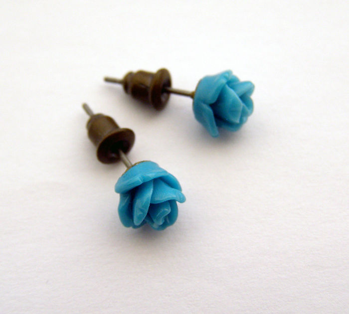 Blue Roses Earrings