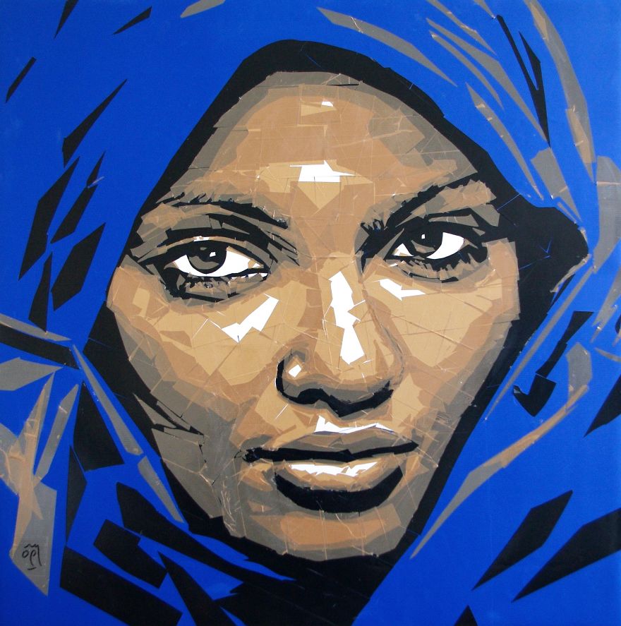 Artist Uses Packing Tape To Create Beautiful Portraits Of Moroccan People