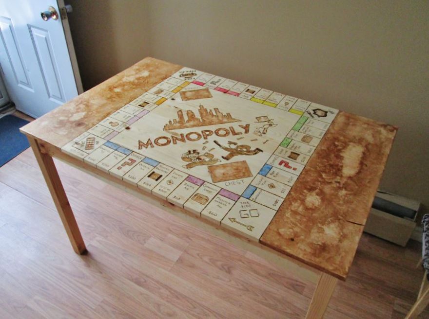 I Spent 40 Hours Transforming My Old Kitchen Table Into A Monopoly Board