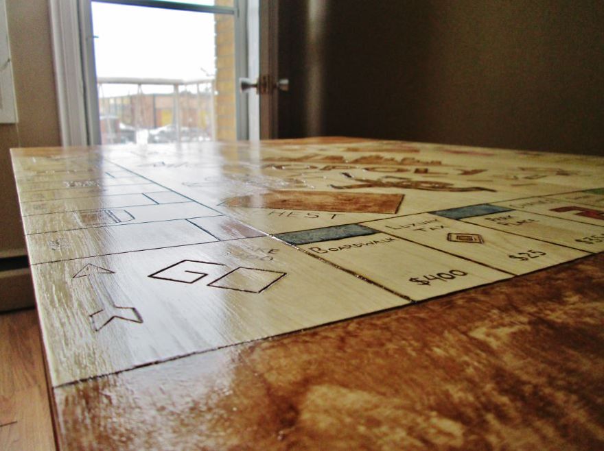 I Spent 40 Hours Transforming My Old Kitchen Table Into A Monopoly Board