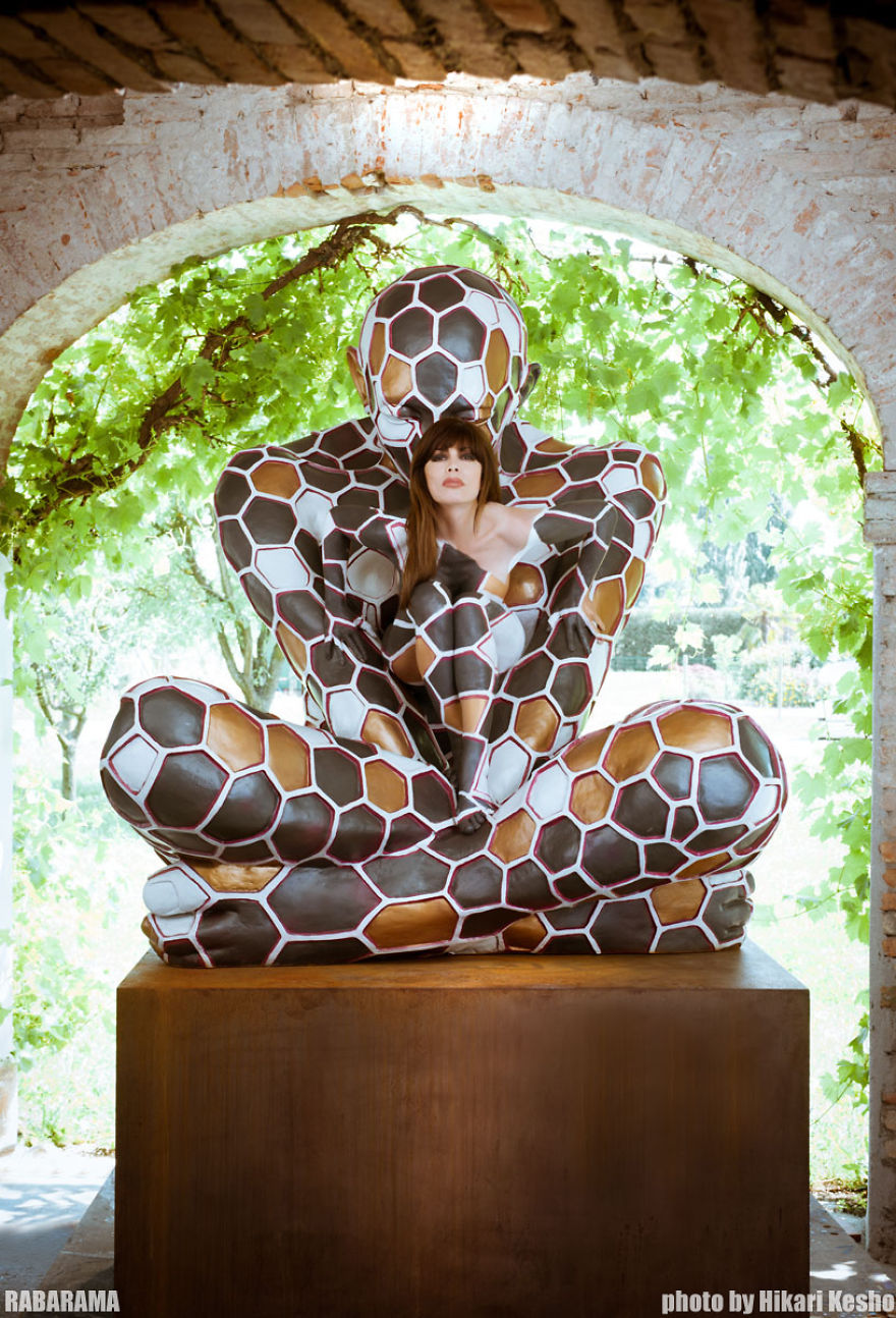 The Artist's Body Merging With Her Sculpture
