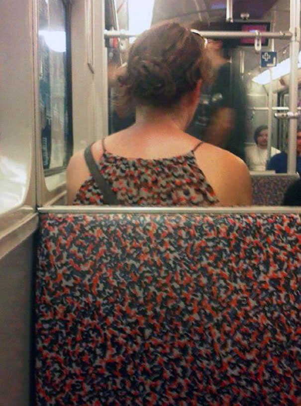 Woman & Subway Train Seats