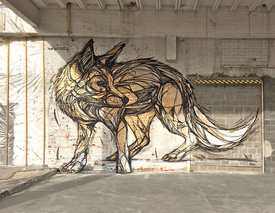 Geometric Animal Street Art By Dzia Brings Life To Abandoned Urban Areas |  Bored Panda