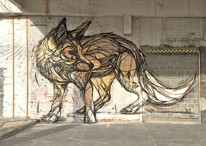 Geometric Animal Street Art By Dzia Brings Life To Abandoned Urban Areas