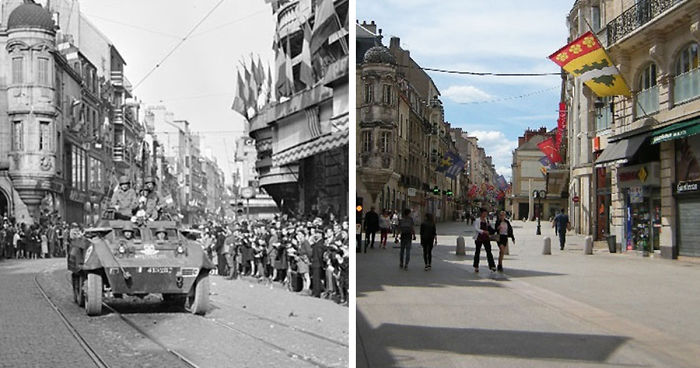Last Summer I Found Ww2 Photos Of Dijon In France And Retook Them In The Same Places 70 Years Later Bored Panda