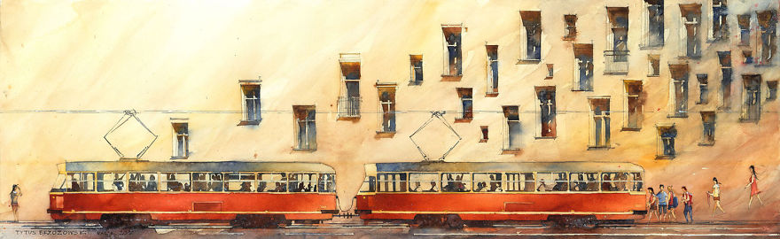 Surreal Watercolor Paintings Of Warsaw By Tytus Brzozowski