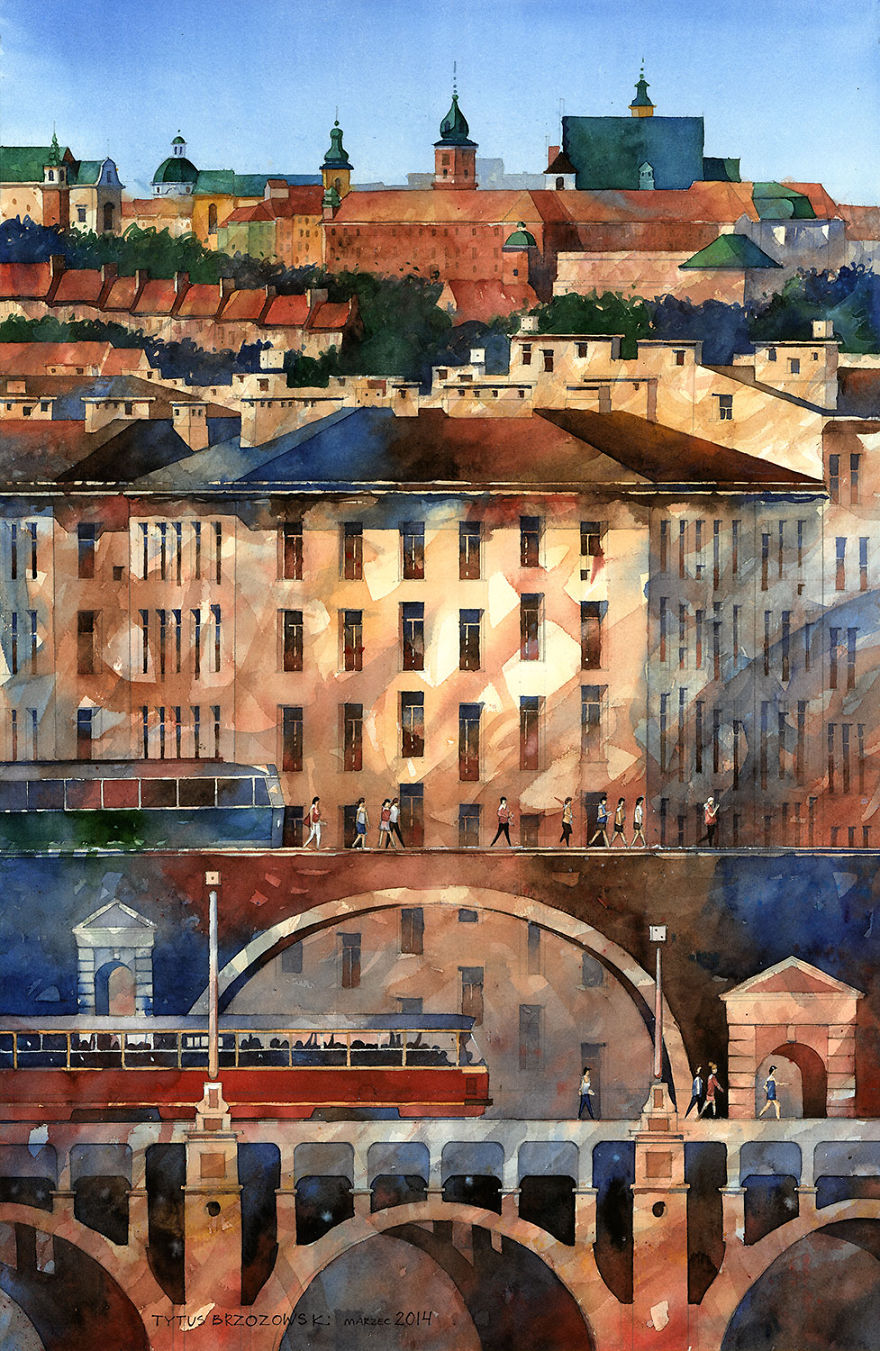 Surreal Watercolor Paintings Of Warsaw By Tytus Brzozowski