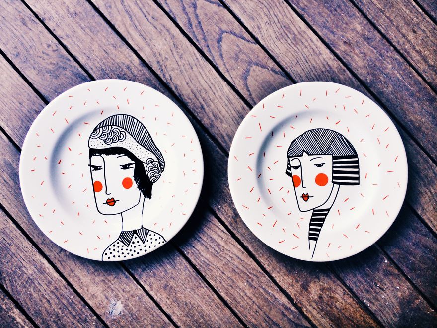 My Paintings On Porcelain Are Inspired By The People I See In French Style Cafes