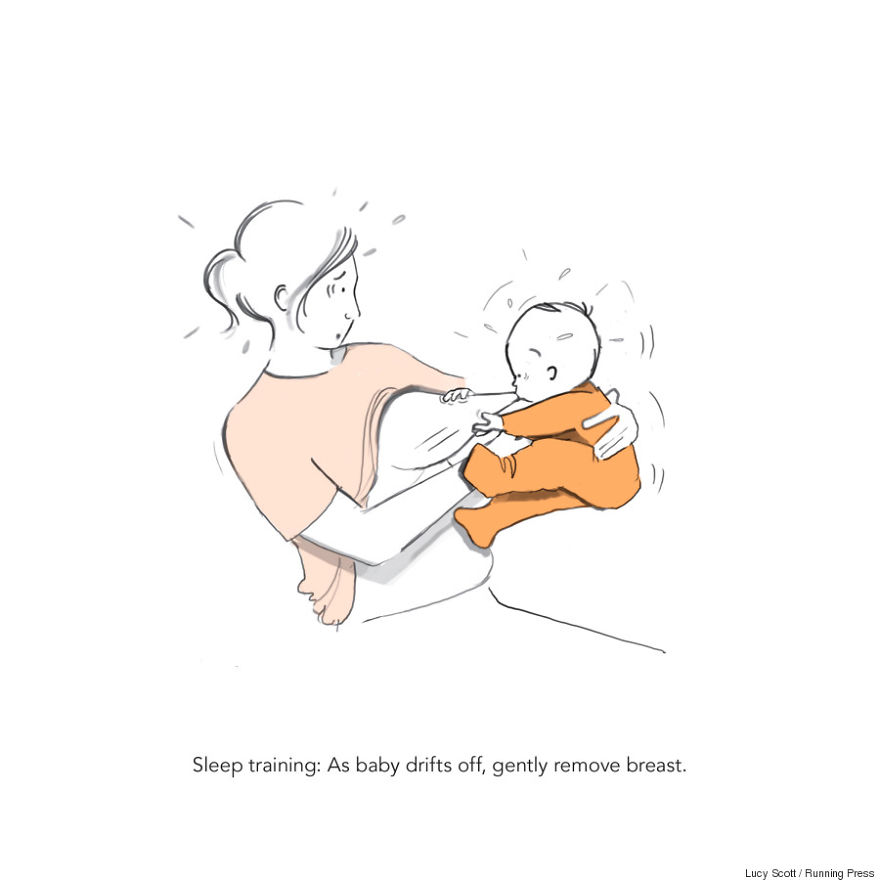 Sleep training: as baby drifts off, gently remove breast