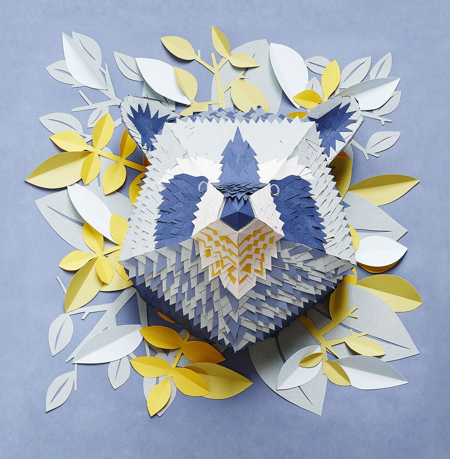 I Make Animal Masks From Hundreds Of Tiny Pieces Of Paper