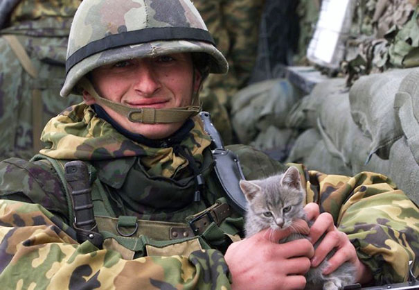 Soldier With Kitten