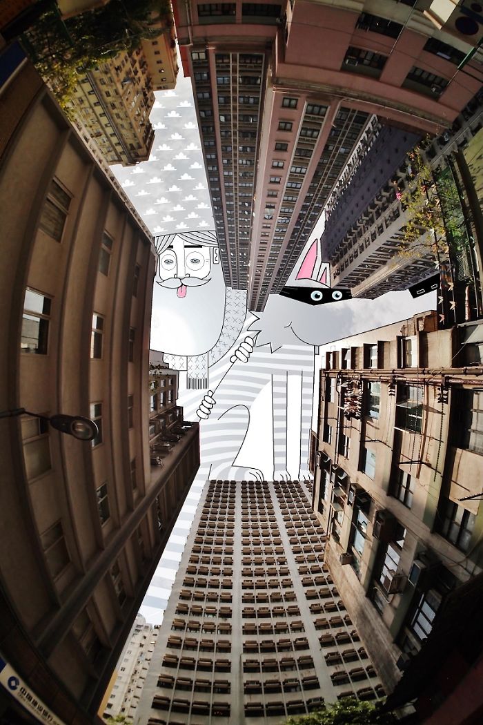 I Draw Illustrations On The Sky Between Buildings