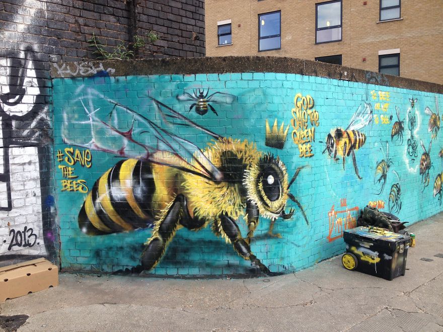 Save The Bees: I Painted London Streets With Bee Murals To Raise Awareness About Colony Collapse Disorder